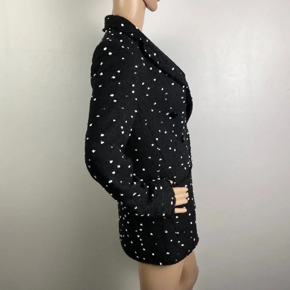 REBECCA TAYLOR BLACK BOUCLE DOT TWEED BLAZER - Picture 6 of 10